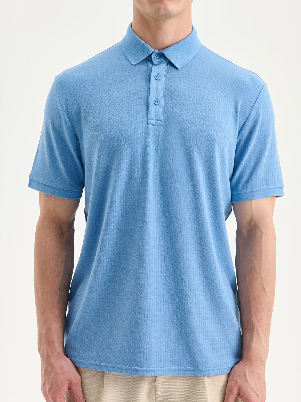 Mavi Polo Yaka Erkek Tişört-2