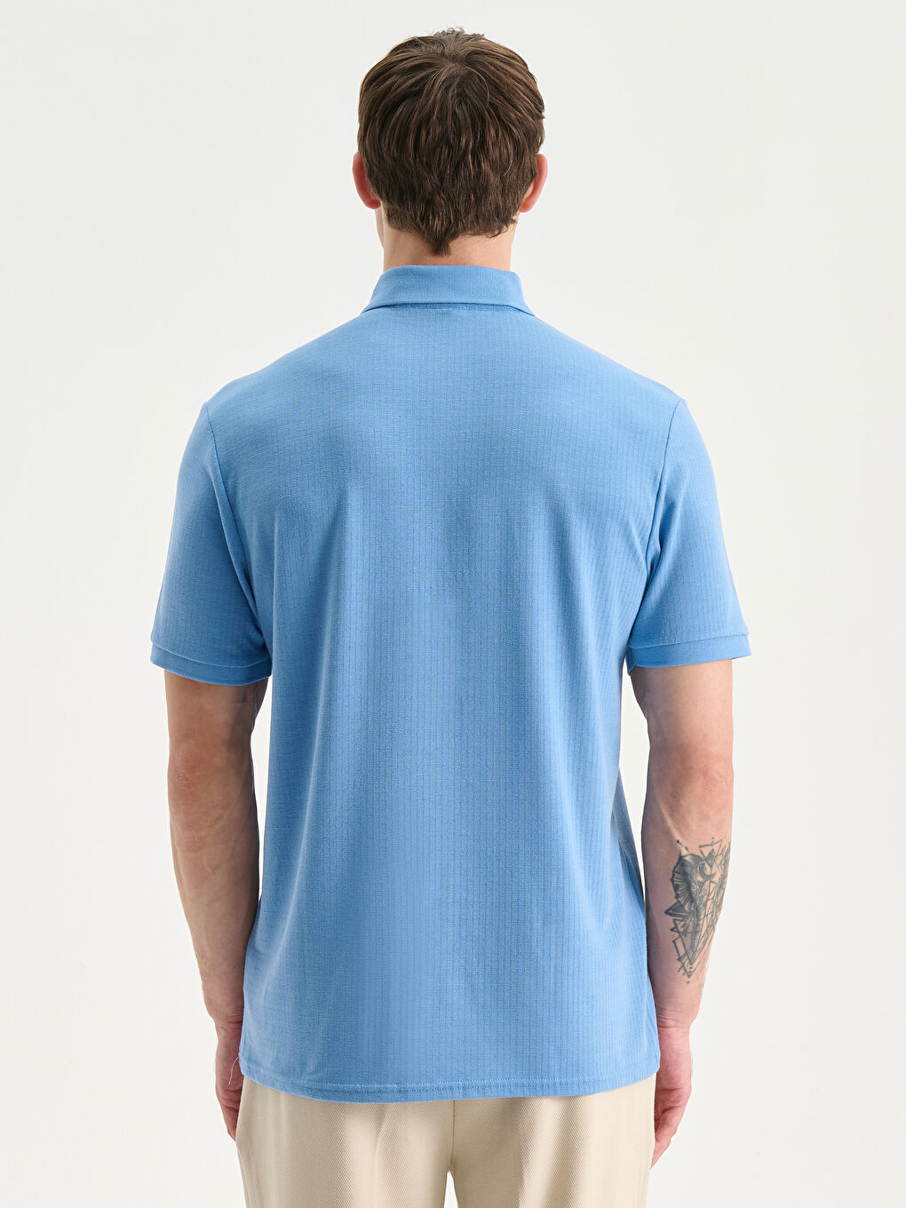 Mavi Polo Yaka Erkek Tişört-3