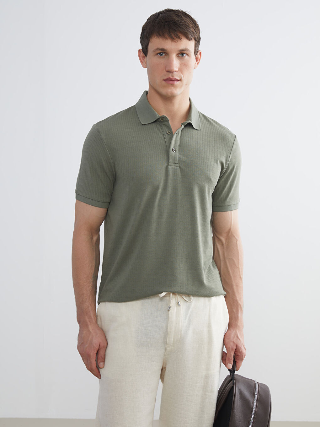 Haki Polo Yaka Erkek Tişört