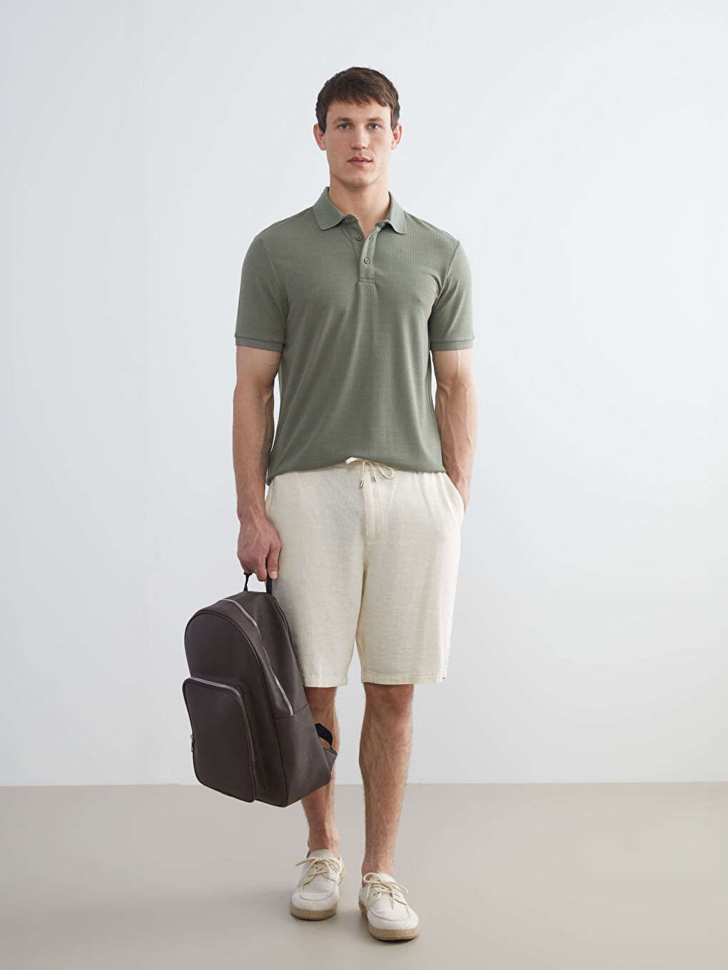 Haki Polo Yaka Erkek Tişört-1