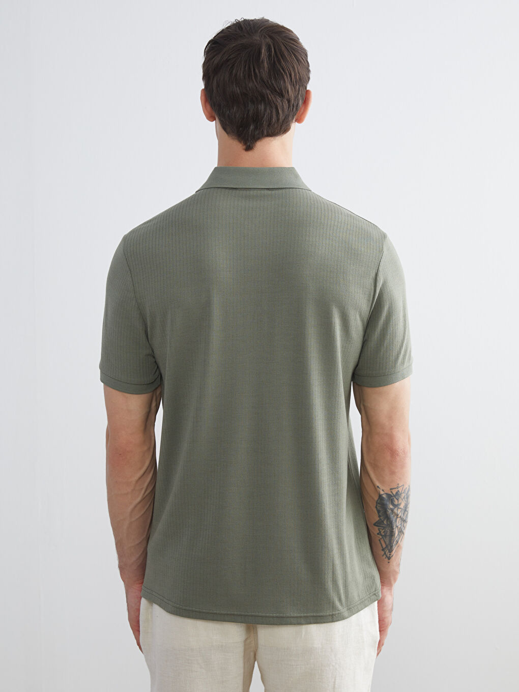 Haki Polo Yaka Erkek Tişört-3