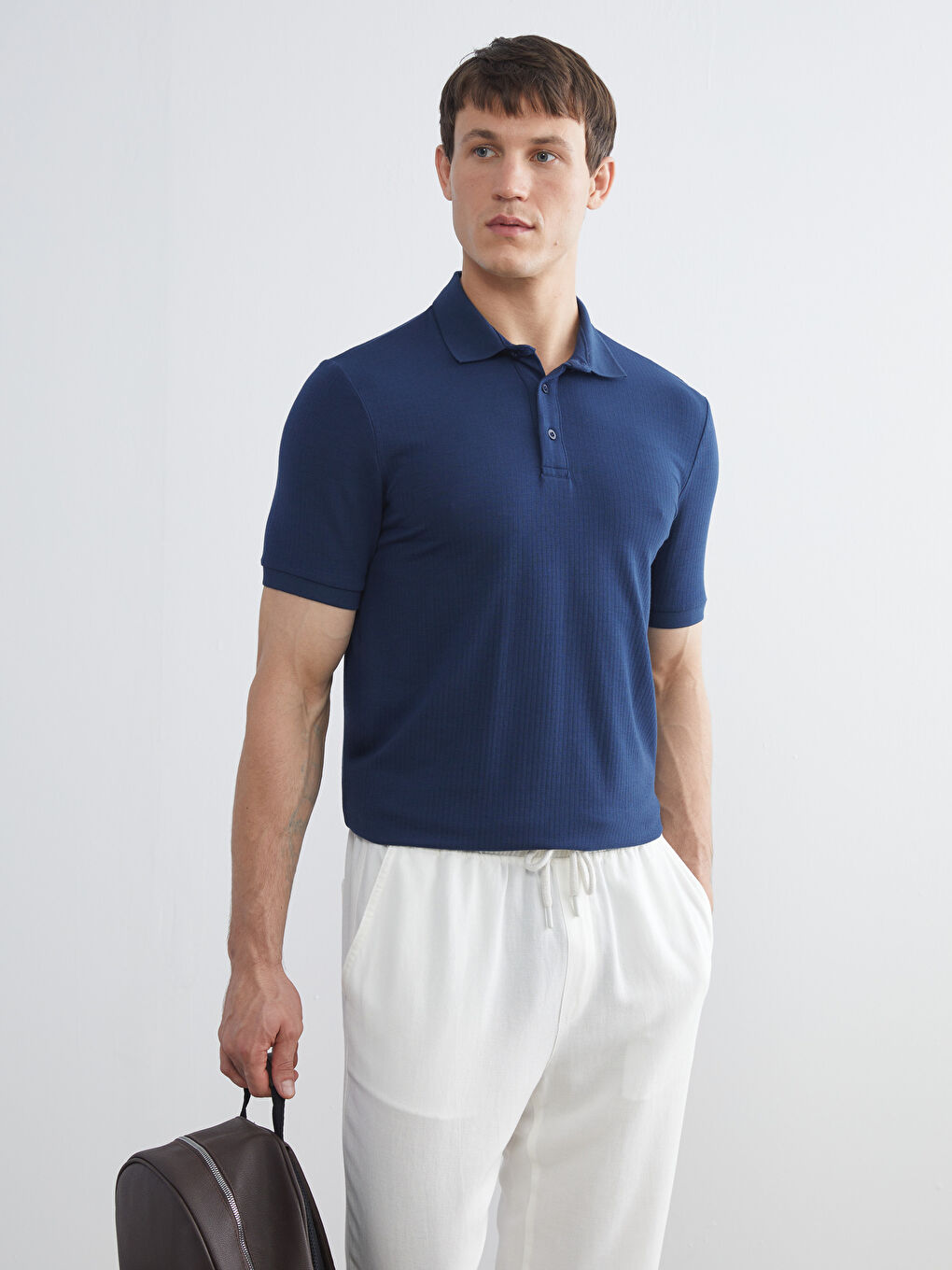 Lacivert Polo Yaka Erkek Tişört