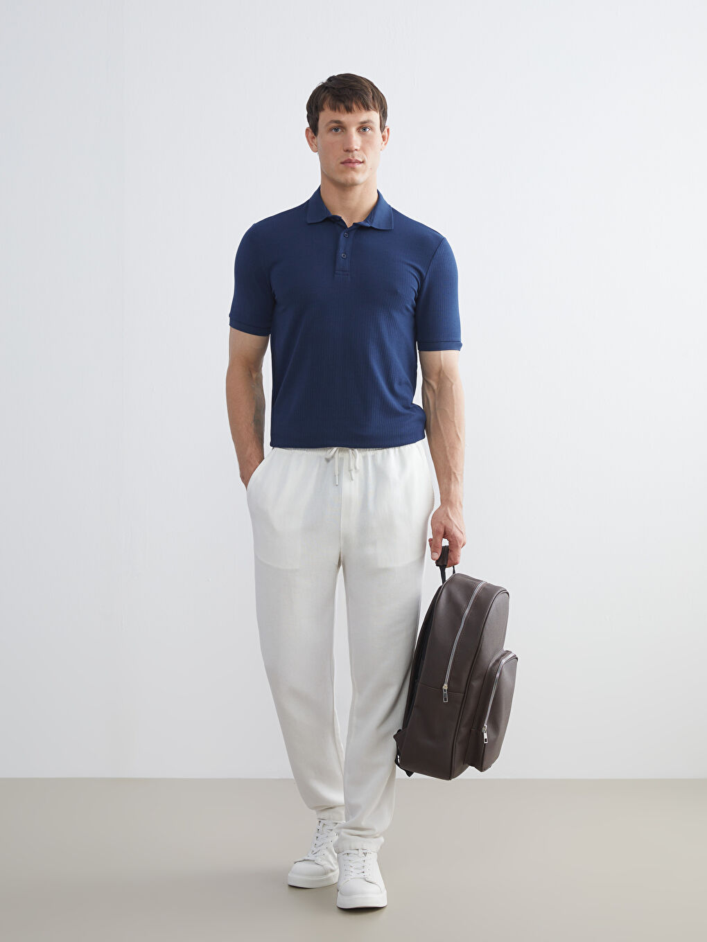 Lacivert Polo Yaka Erkek Tişört-1