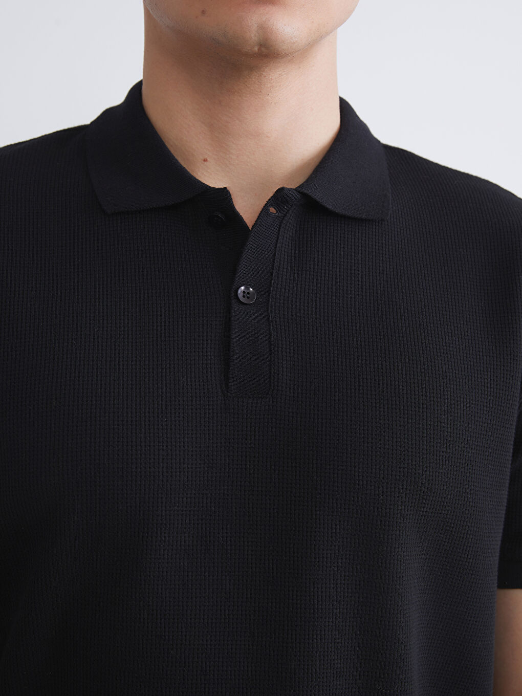 Siyah Polo Yaka Erkek Tişört-2