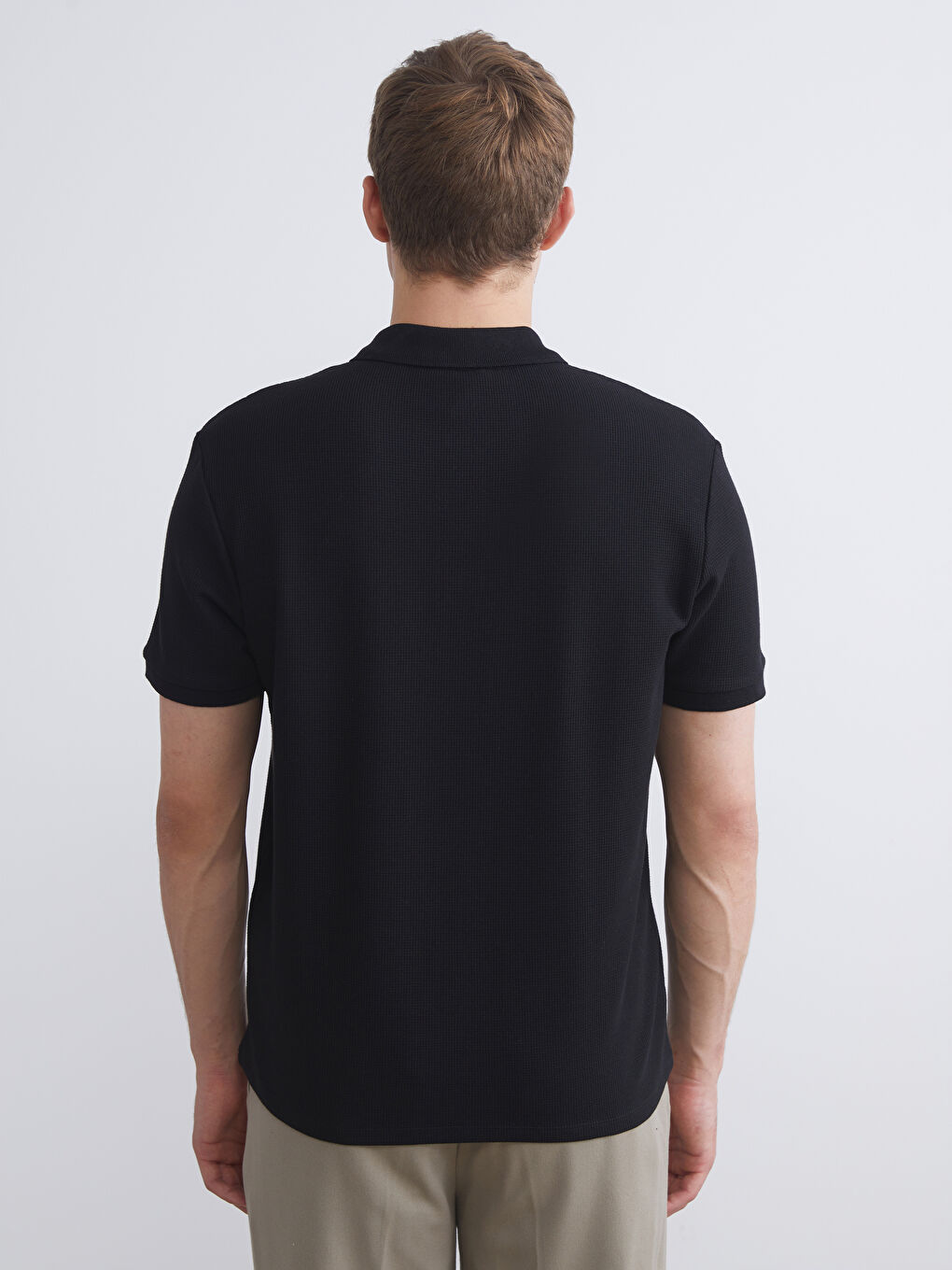 Siyah Polo Yaka Erkek Tişört-3