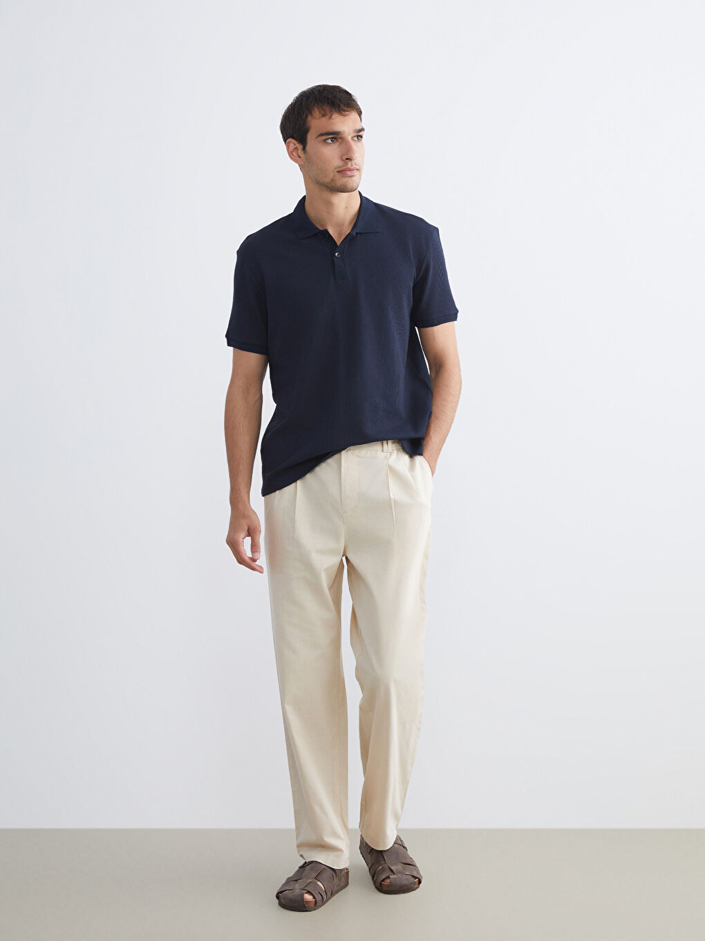 Lacivert Polo Yaka Erkek Tişört-1