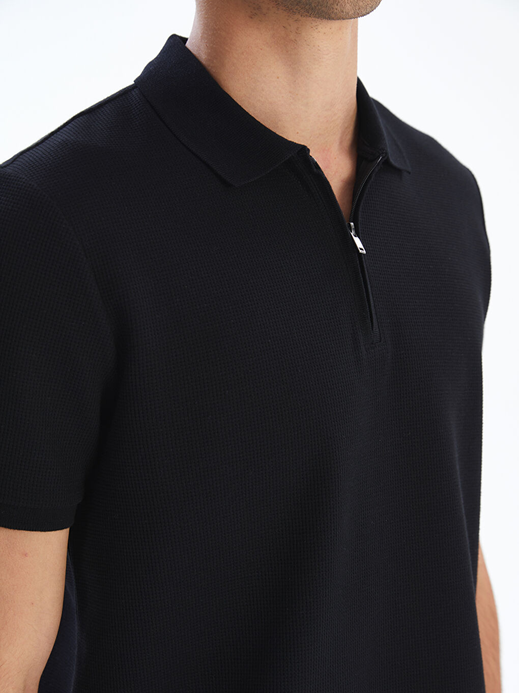 Siyah Polo Yaka Erkek Tişört-2