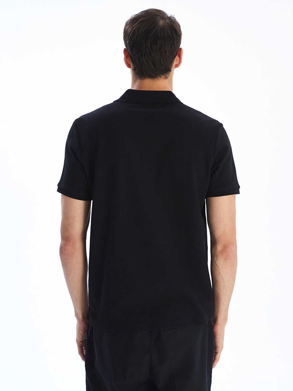 Siyah Polo Yaka Erkek Tişört-3