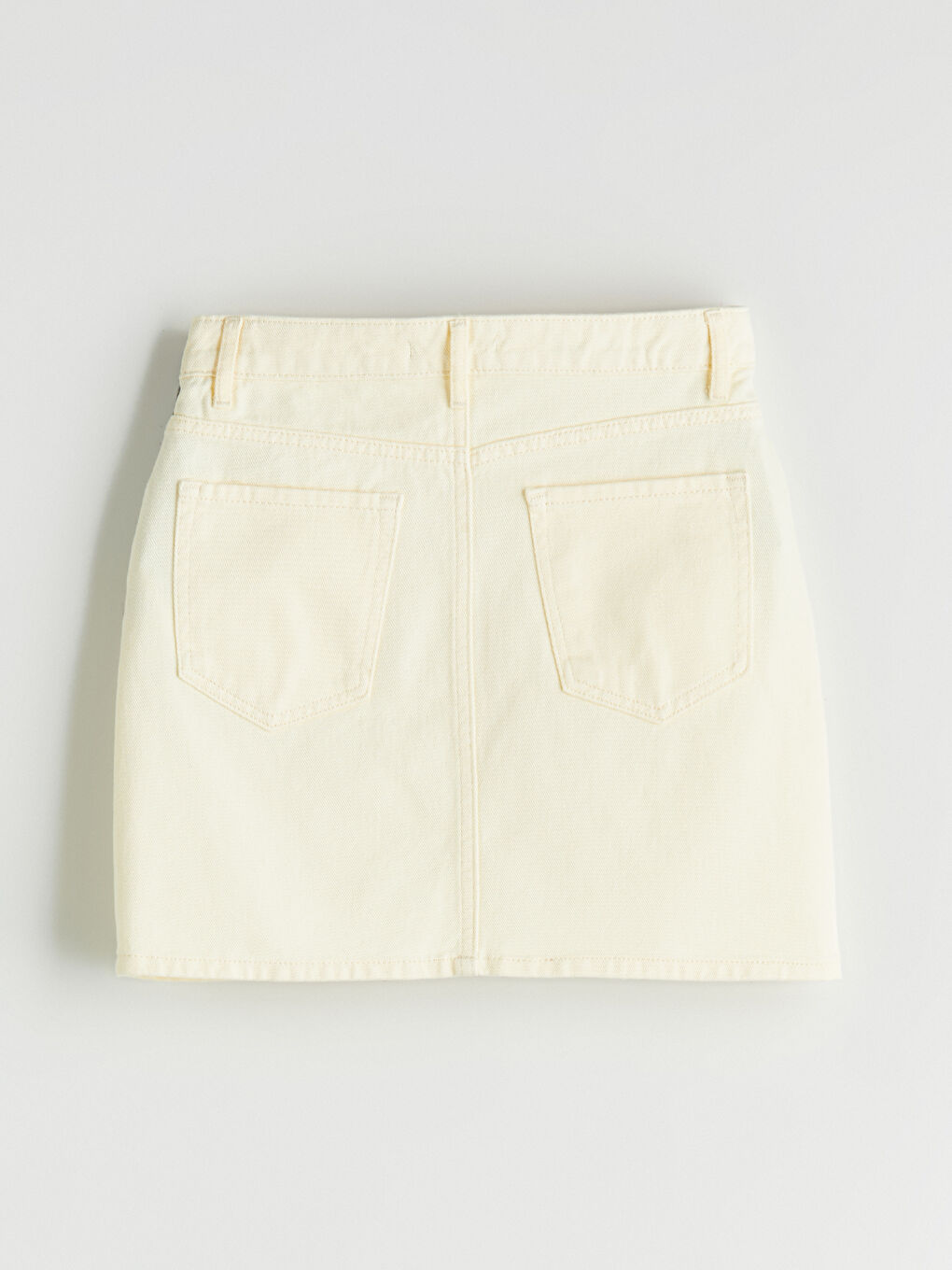 Sarı Dar Fit Mini Jean Etek-5