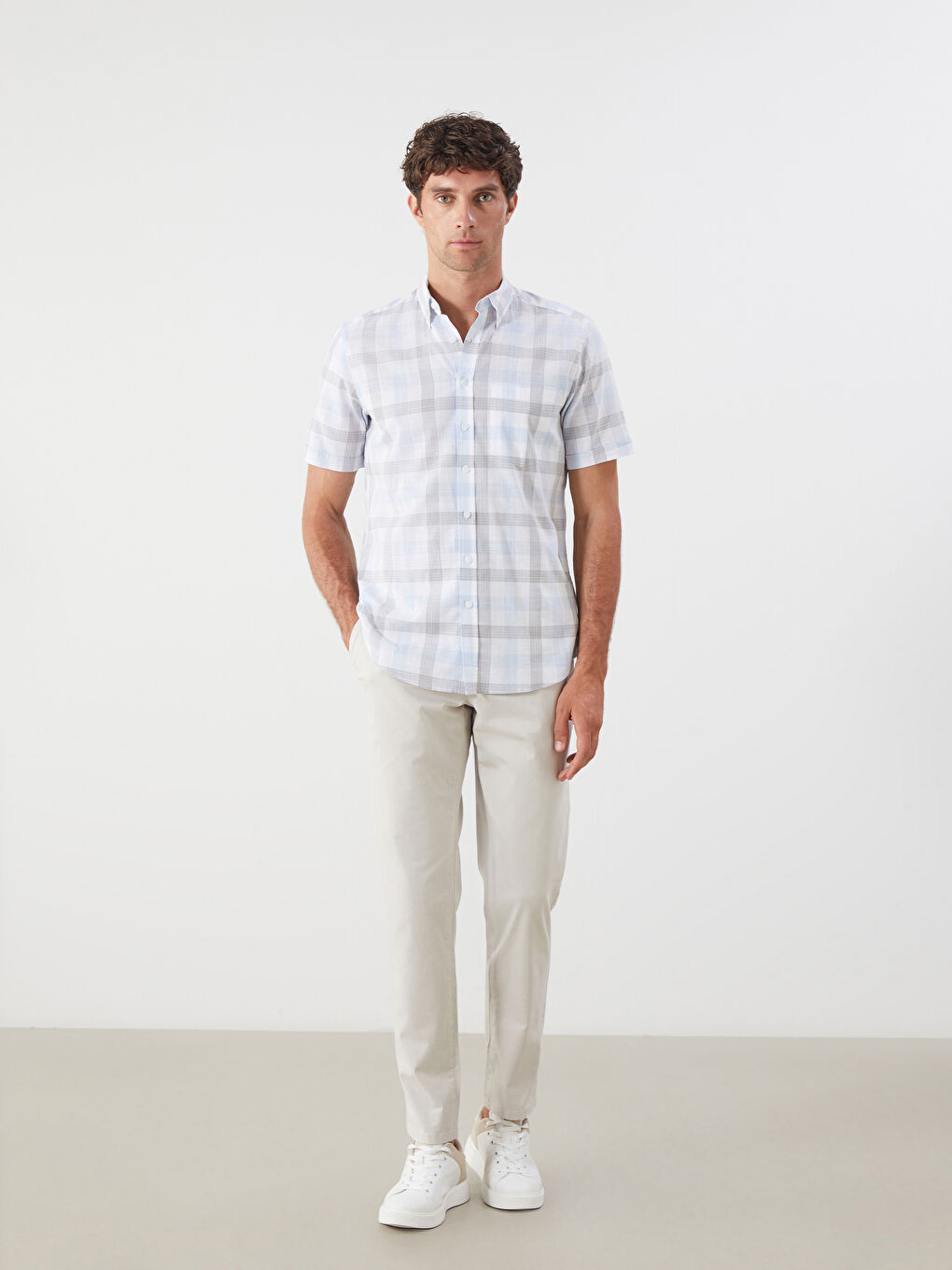 Bej Dar Kalıp Erkek Chino Pantolon