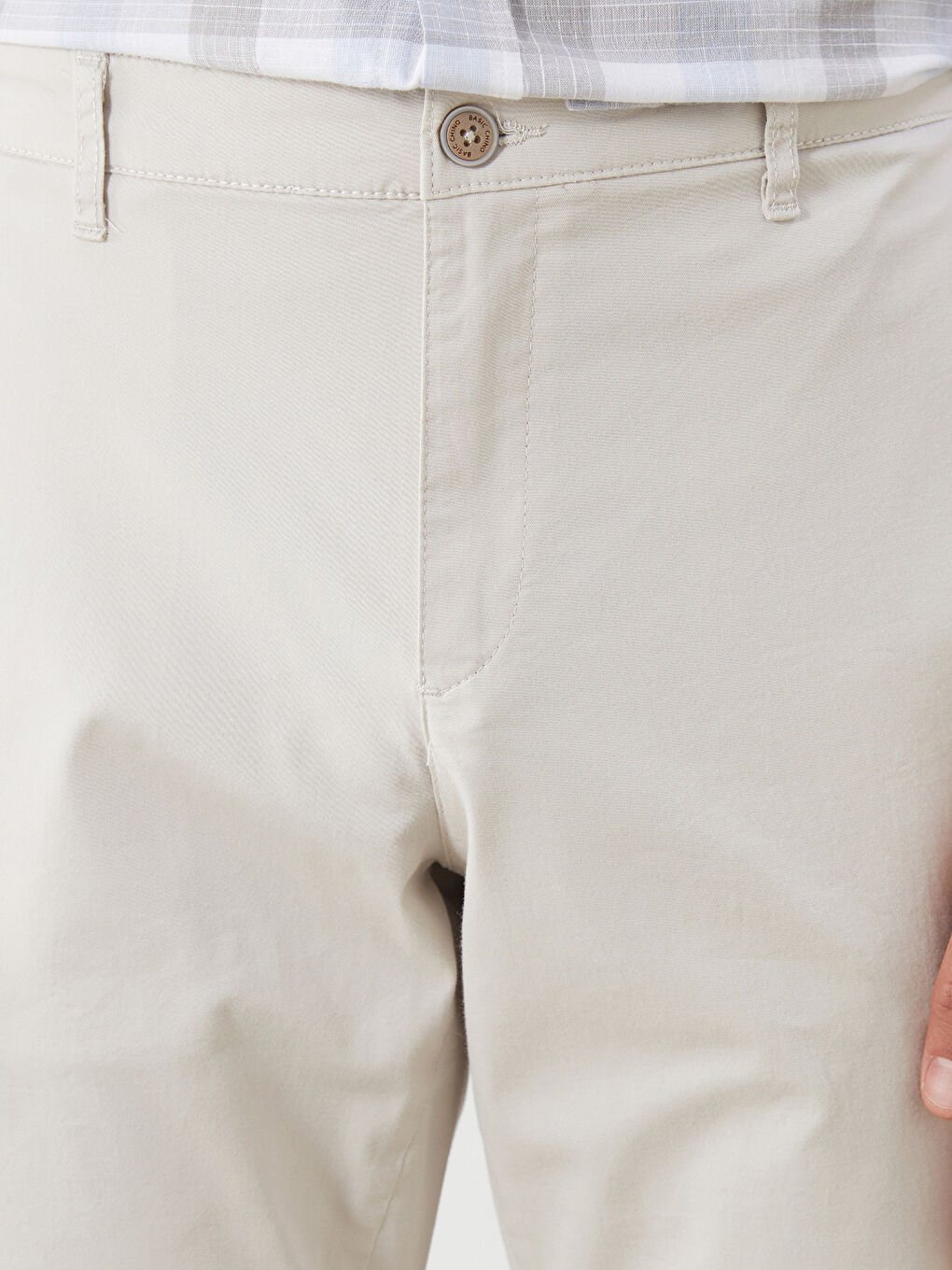 Bej Dar Kalıp Erkek Chino Pantolon-2