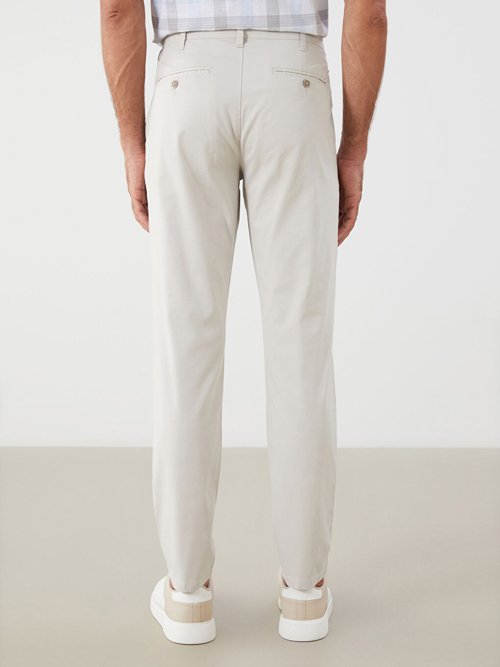 Bej Dar Kalıp Erkek Chino Pantolon-3