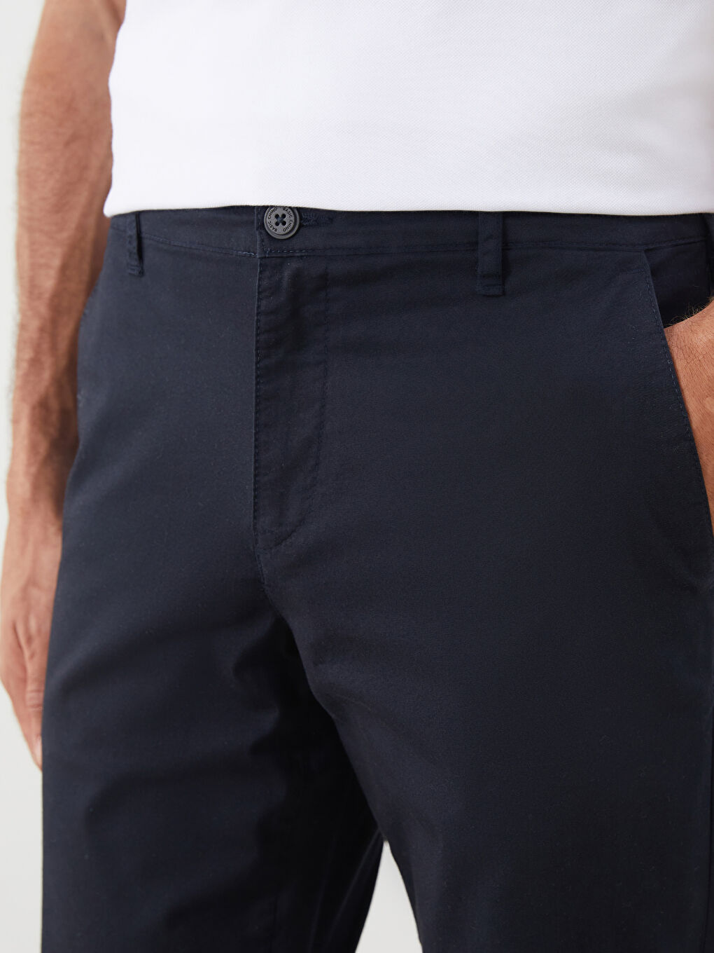 Lacivert Dar Kalıp Erkek Chino Pantolon-2