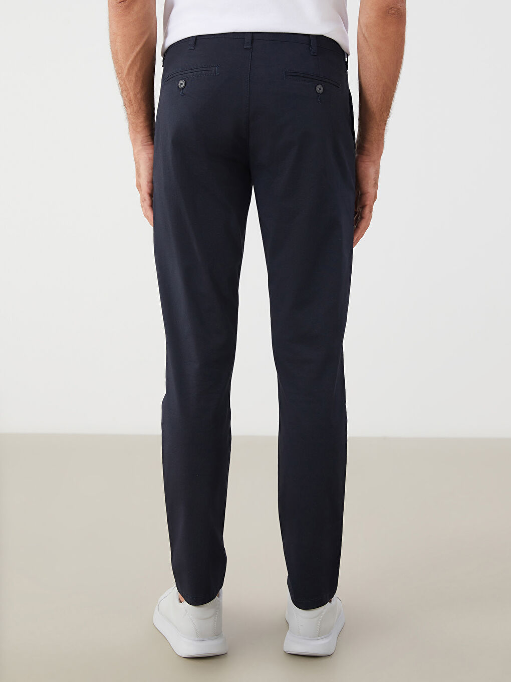 Lacivert Dar Kalıp Erkek Chino Pantolon-3