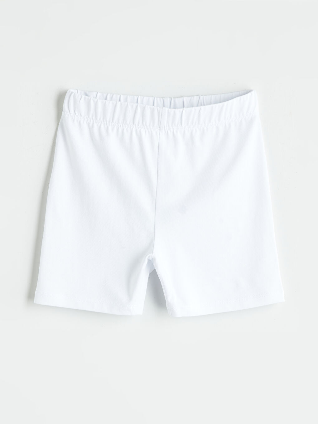 Beyaz Beli Lastikli Kız Çocuk Kısa Tayt