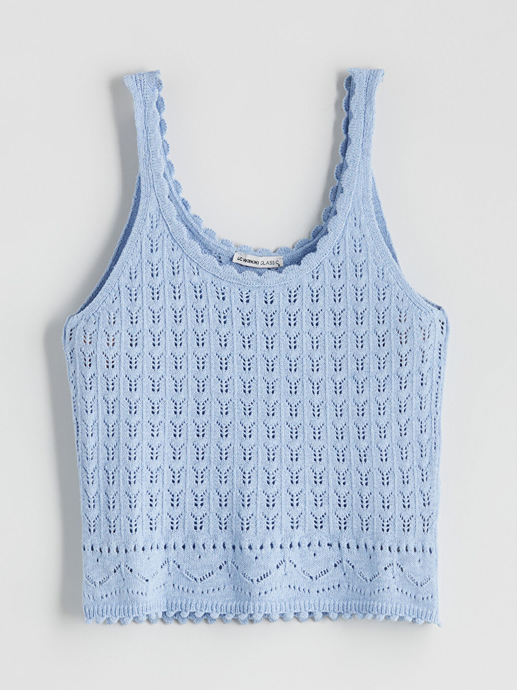 Mavi U Yaka Ajurlu Kadın Triko Atlet-4