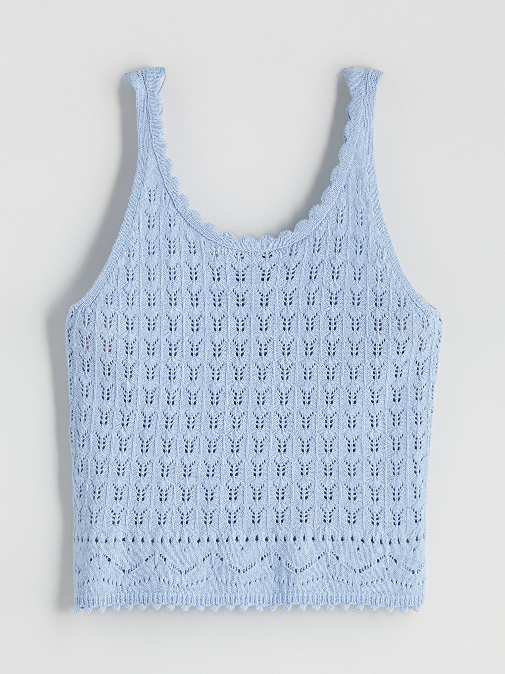 Mavi U Yaka Ajurlu Kadın Triko Atlet-5