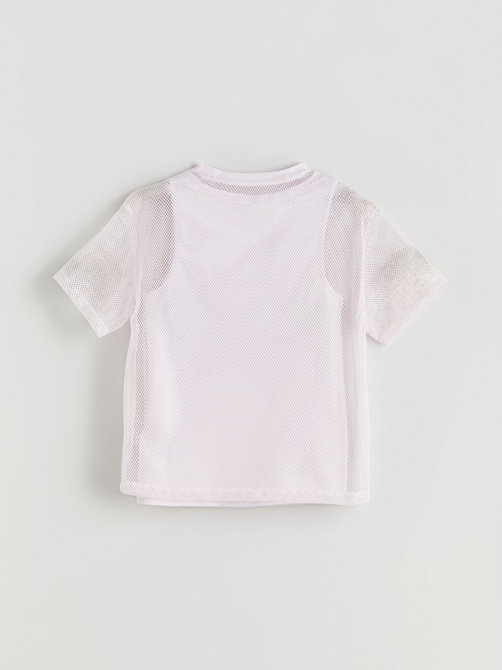 Pembe Bisiklet Yaka Kız Çocuk File Tişört ve Atlet-4