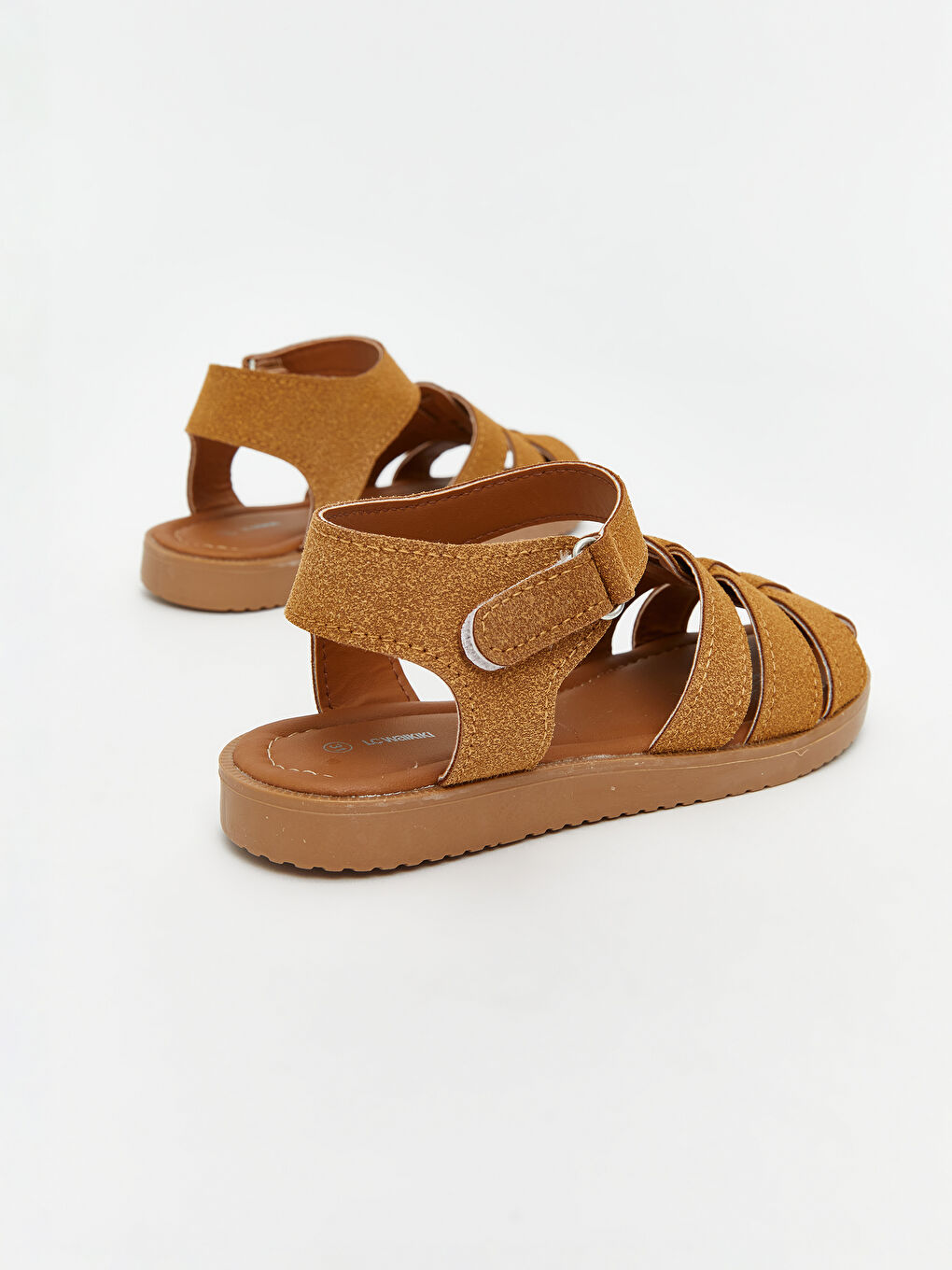 Kahverengi Süet Görünümlü Kız Çocuk Sandalet-4