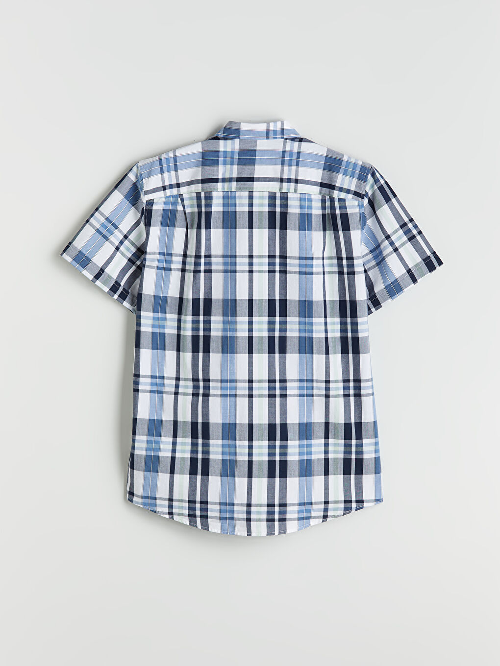 İndigo Regular Fit Kısa Kollu Ekose Poplin Erkek Gömlek-5