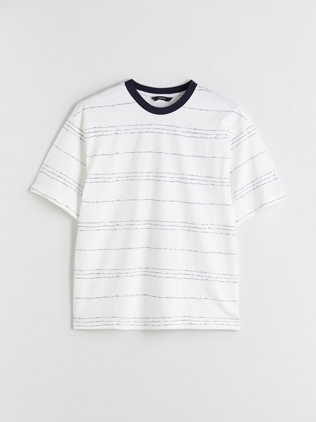 Ekru Bisiklet Yaka Çizgili Penye Erkek Tişört-4