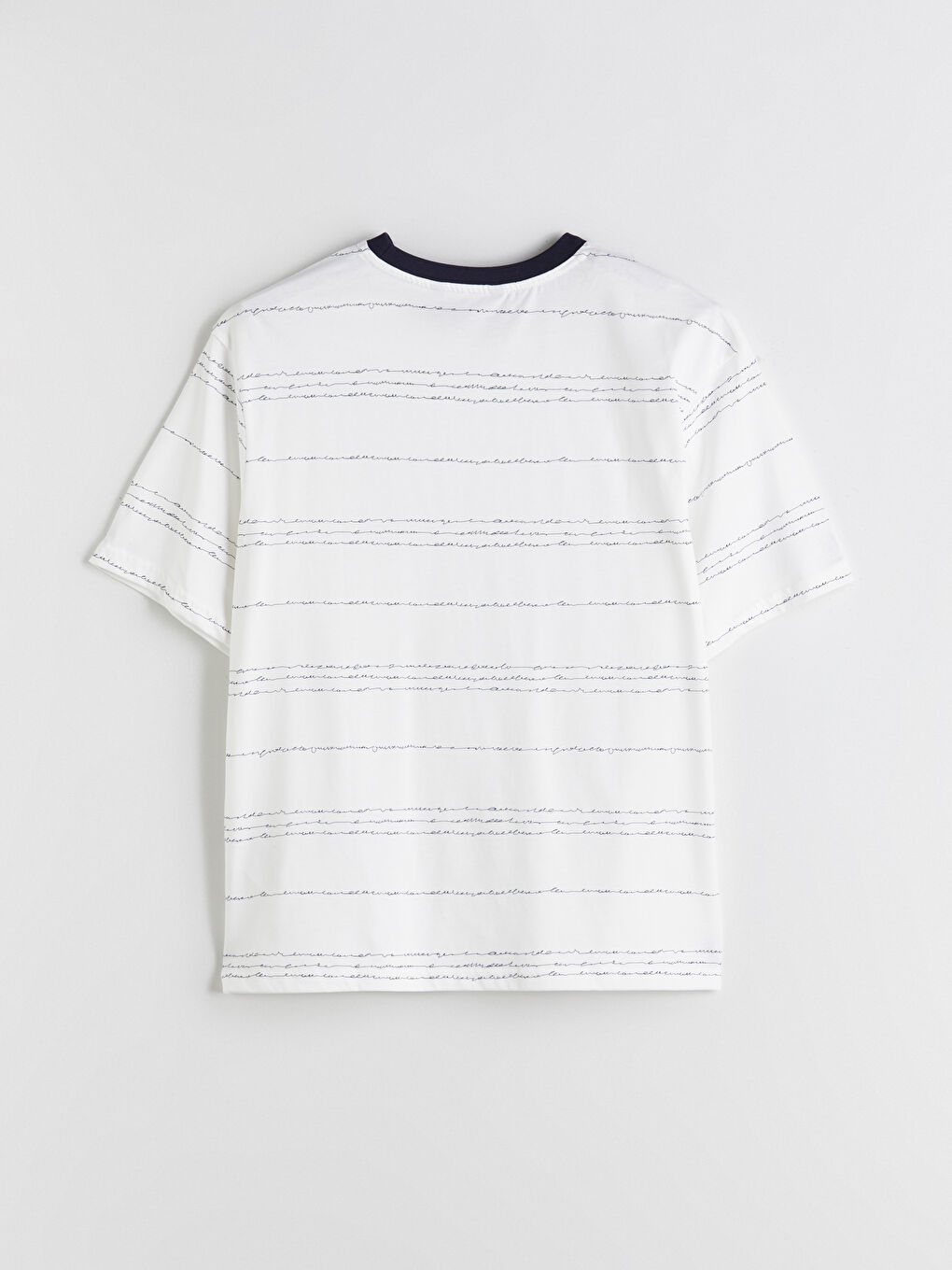 Ekru Bisiklet Yaka Çizgili Penye Erkek Tişört-5