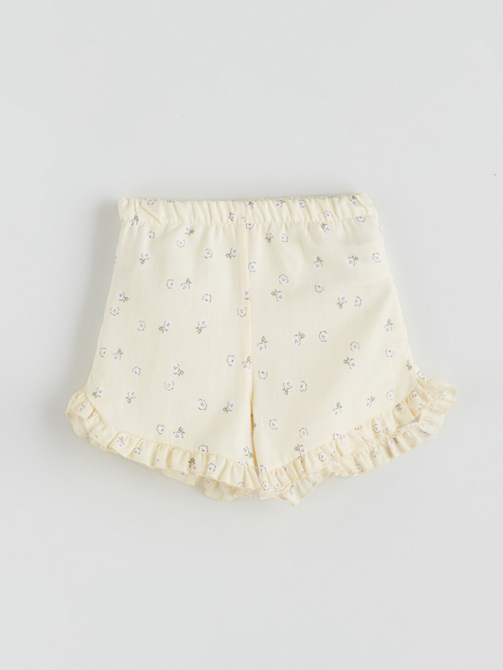 Sarı Beli Lastikli Kız Bebek Fırfırlı Şort