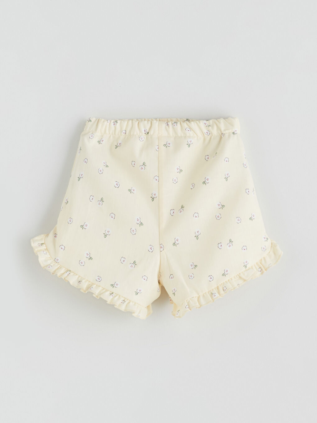 Sarı Beli Lastikli Kız Bebek Fırfırlı Şort-1
