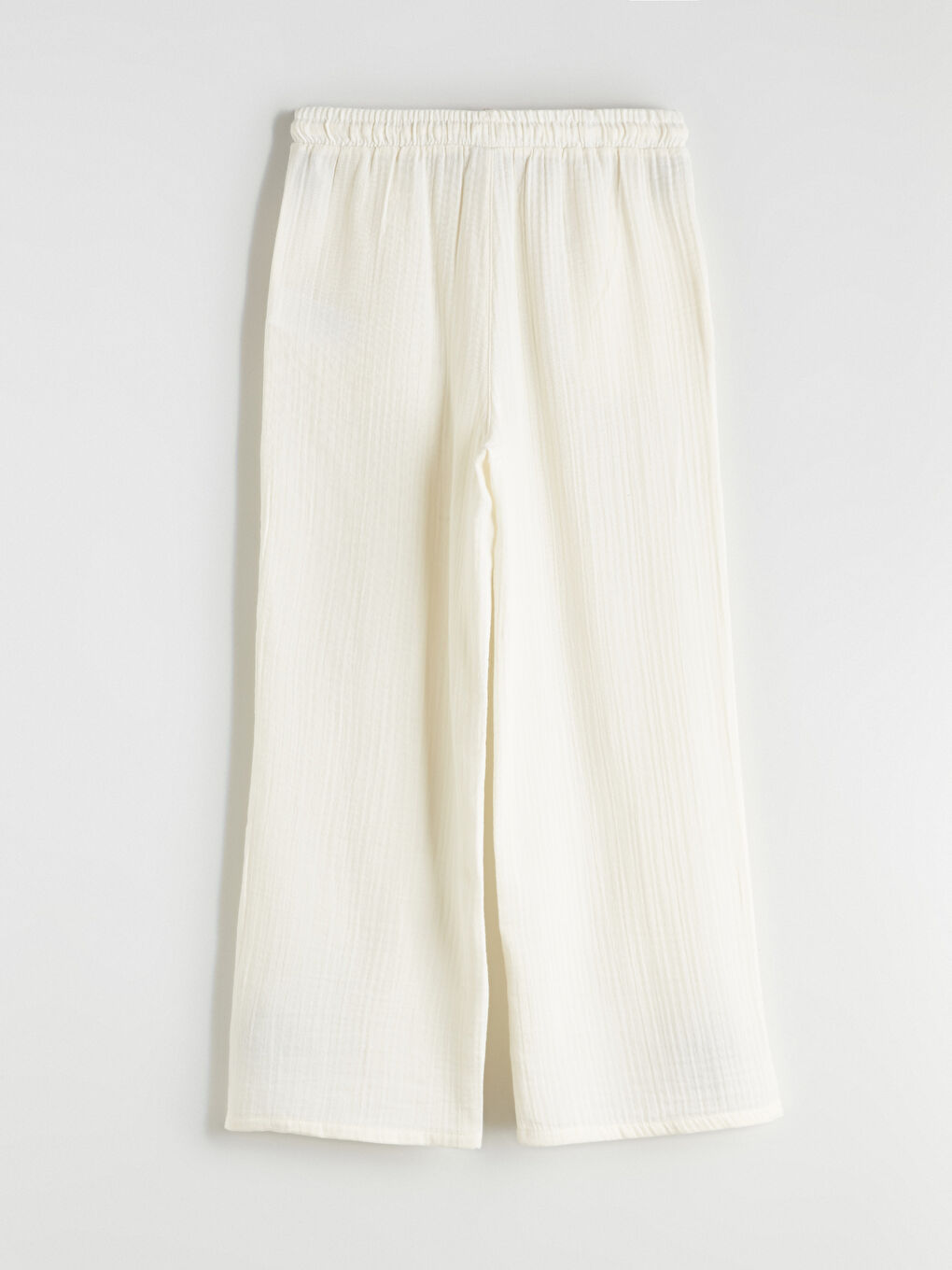 Ekru Beli Lastikli Müslin Kız Çocuk Pantolon-2