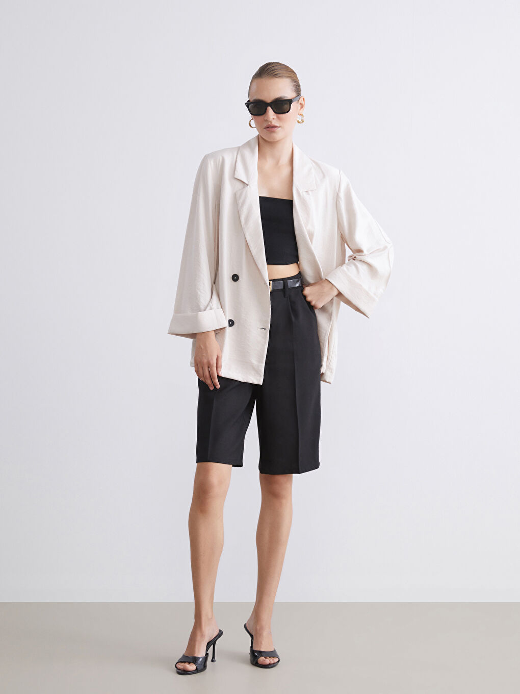 Bej Dokulu Kadın Ceket-1