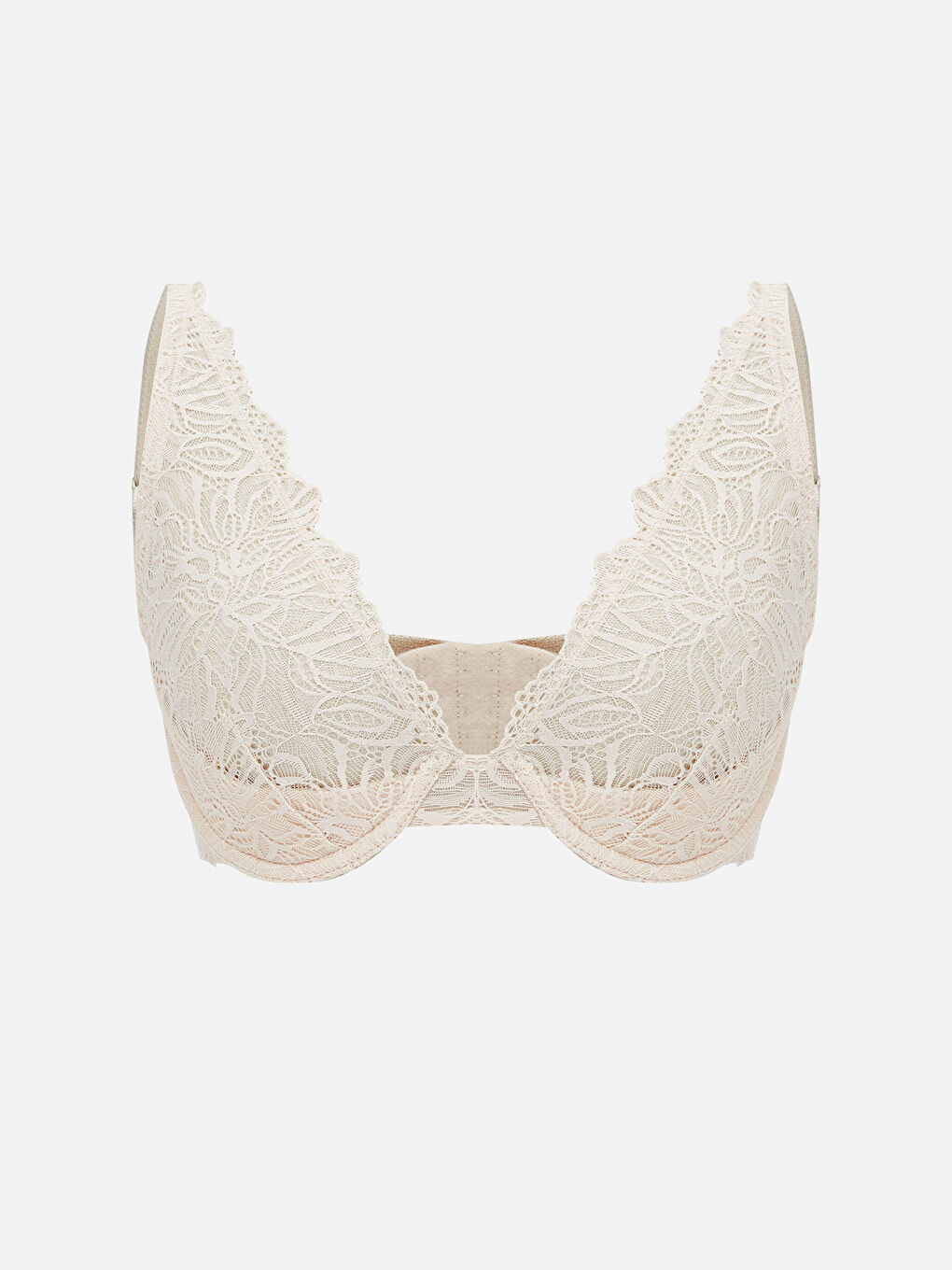 Pembe Balenli Dolgusuz Dantelli Tişört Sütyen