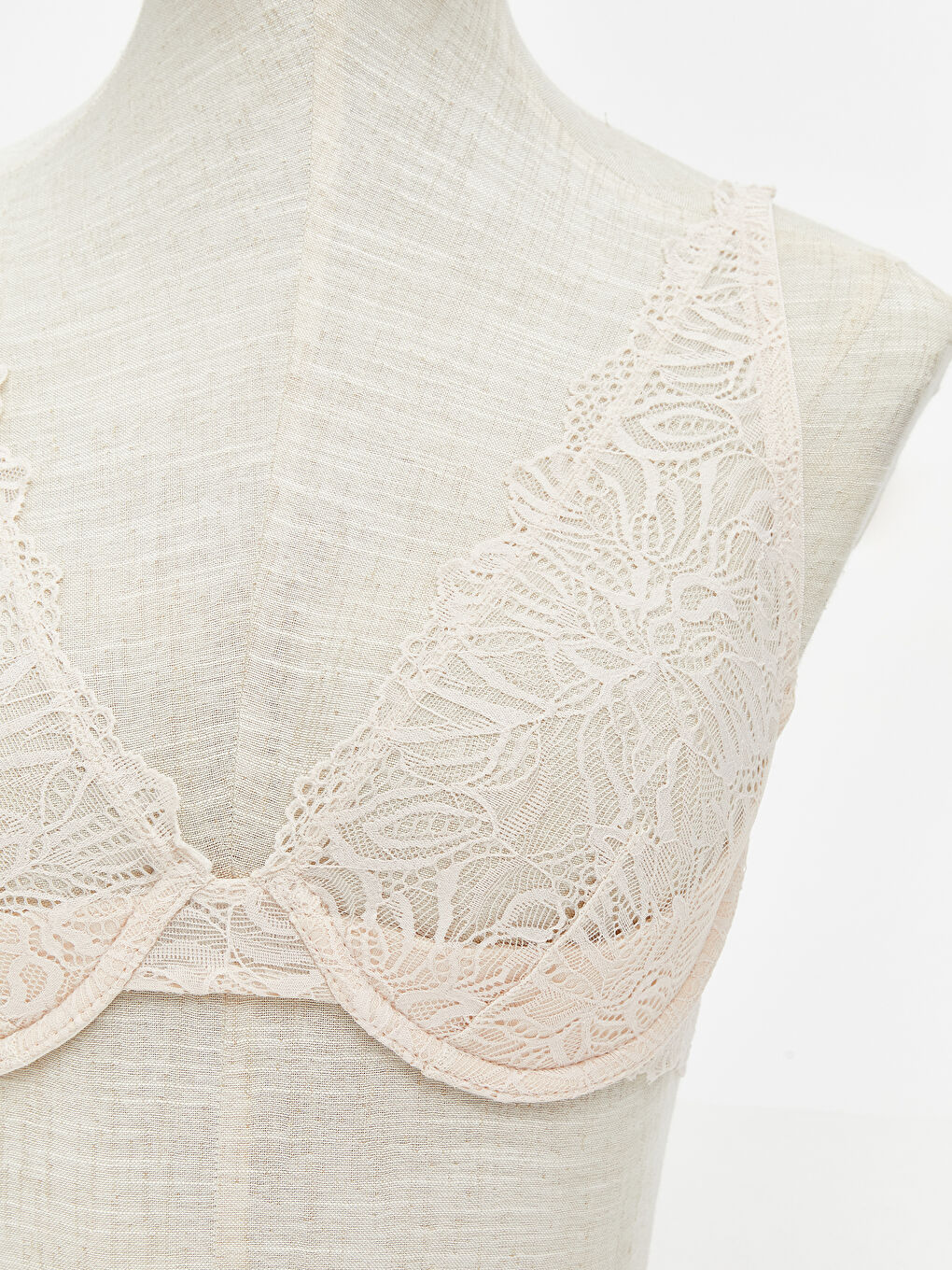 Pembe Balenli Dolgusuz Dantelli Tişört Sütyen-2