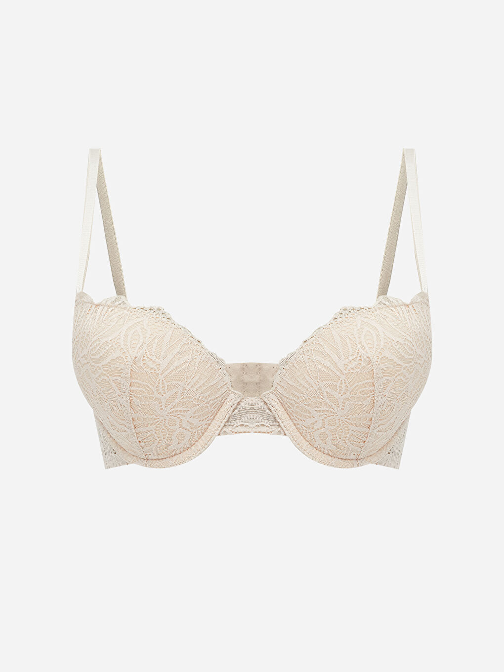 Pembe Balenli Dolgusuz Dantelli Tişört Sütyen