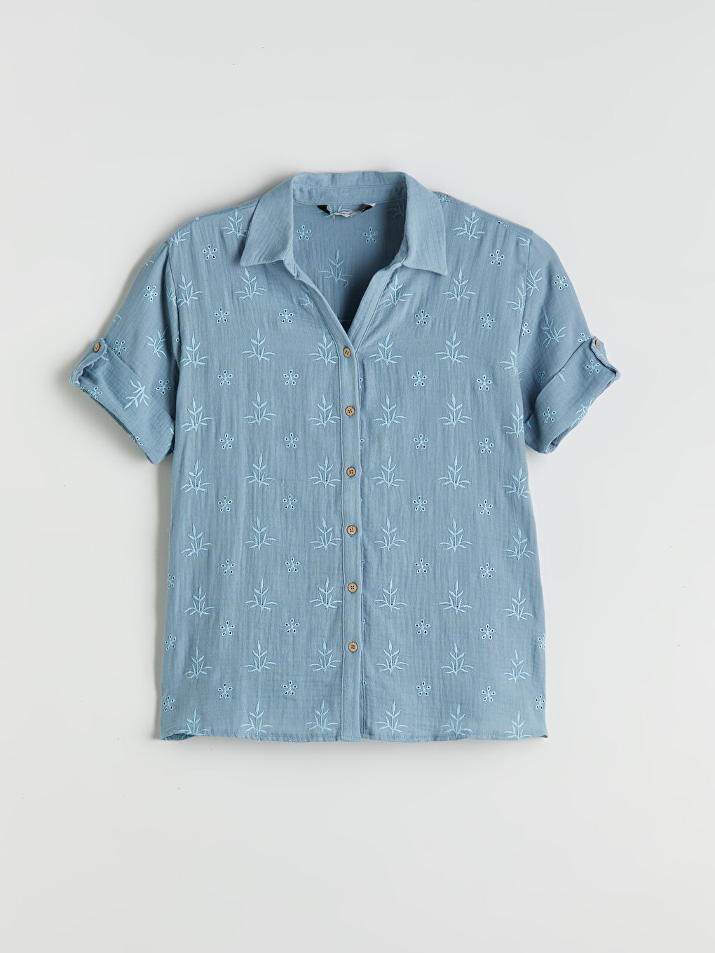 Вышитая муслиновая женская рубашка-4