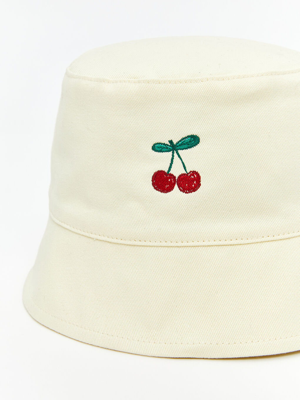 Sarı Kiraz Nakışlı Kız Bebek Bucket Şapka-1