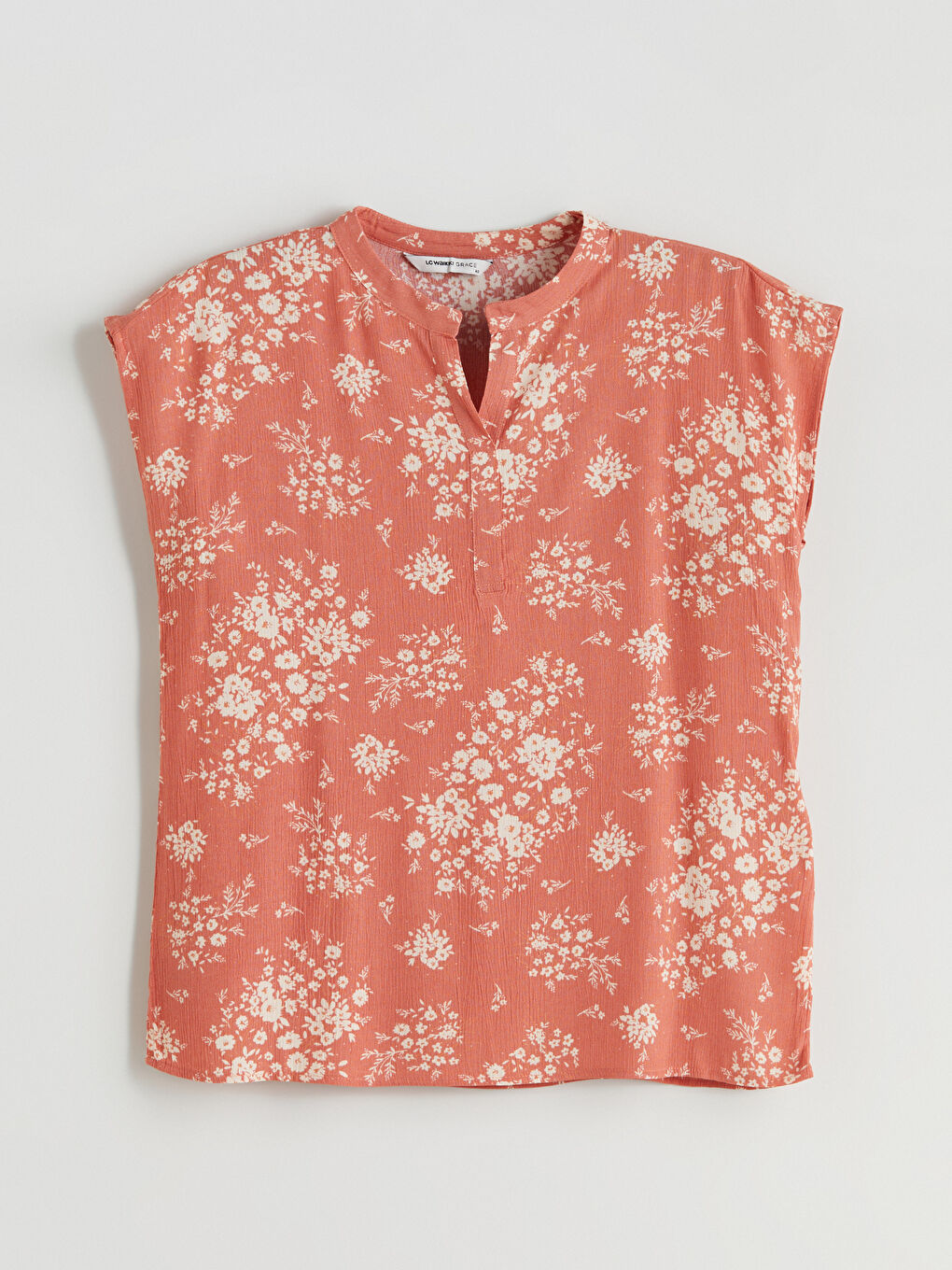 Mercan Kaçık Yaka Çiçekli Bluz-4