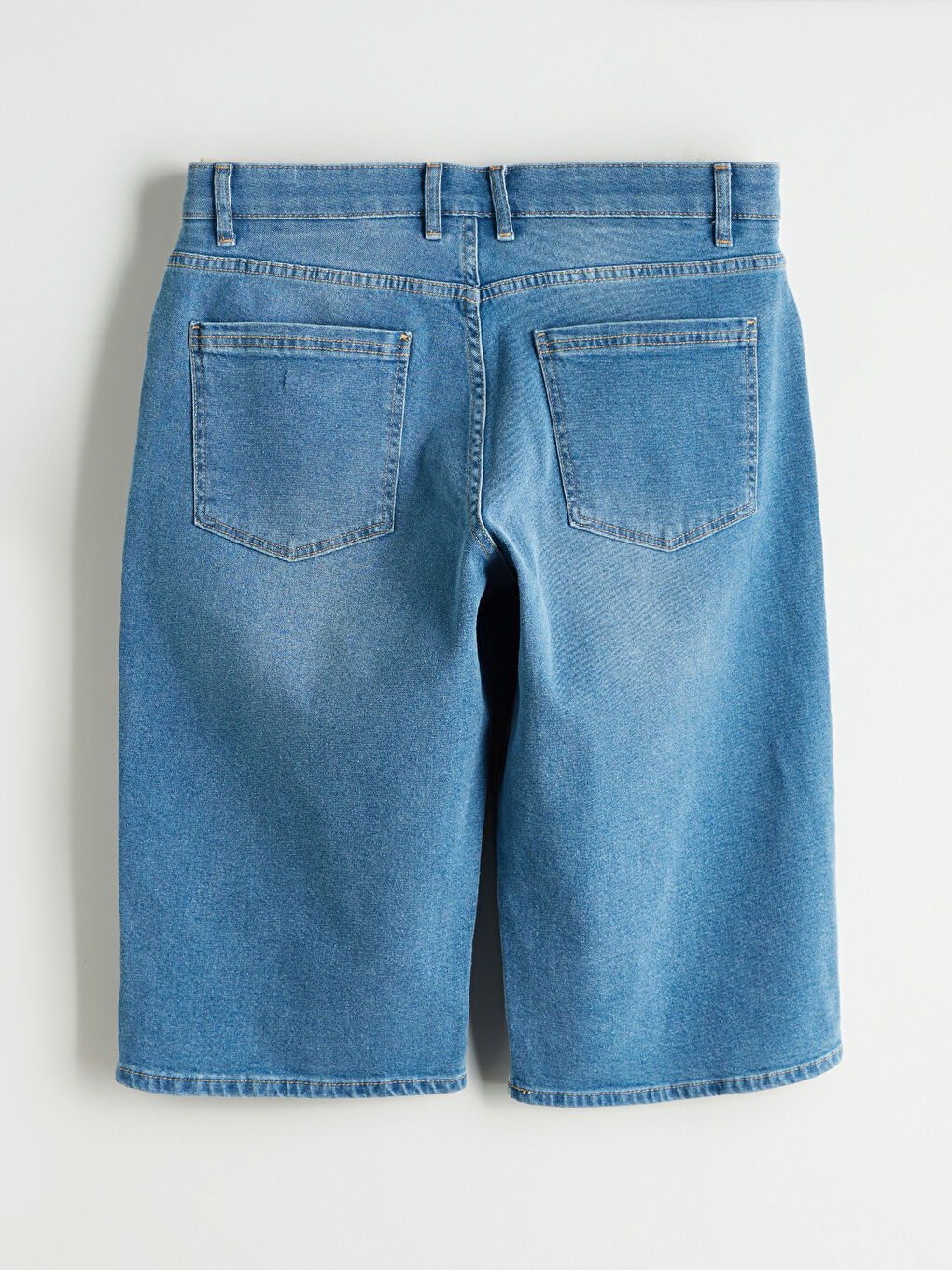 İndigo Standart Kalıp Erkek Jean Şort-5