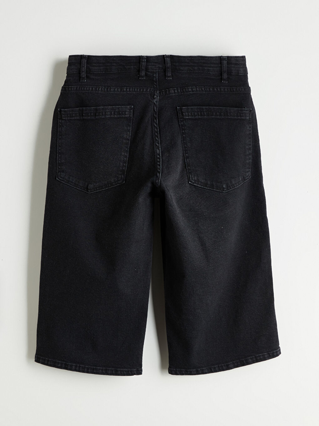 Siyah Standart Kalıp Erkek Jean Şort-4