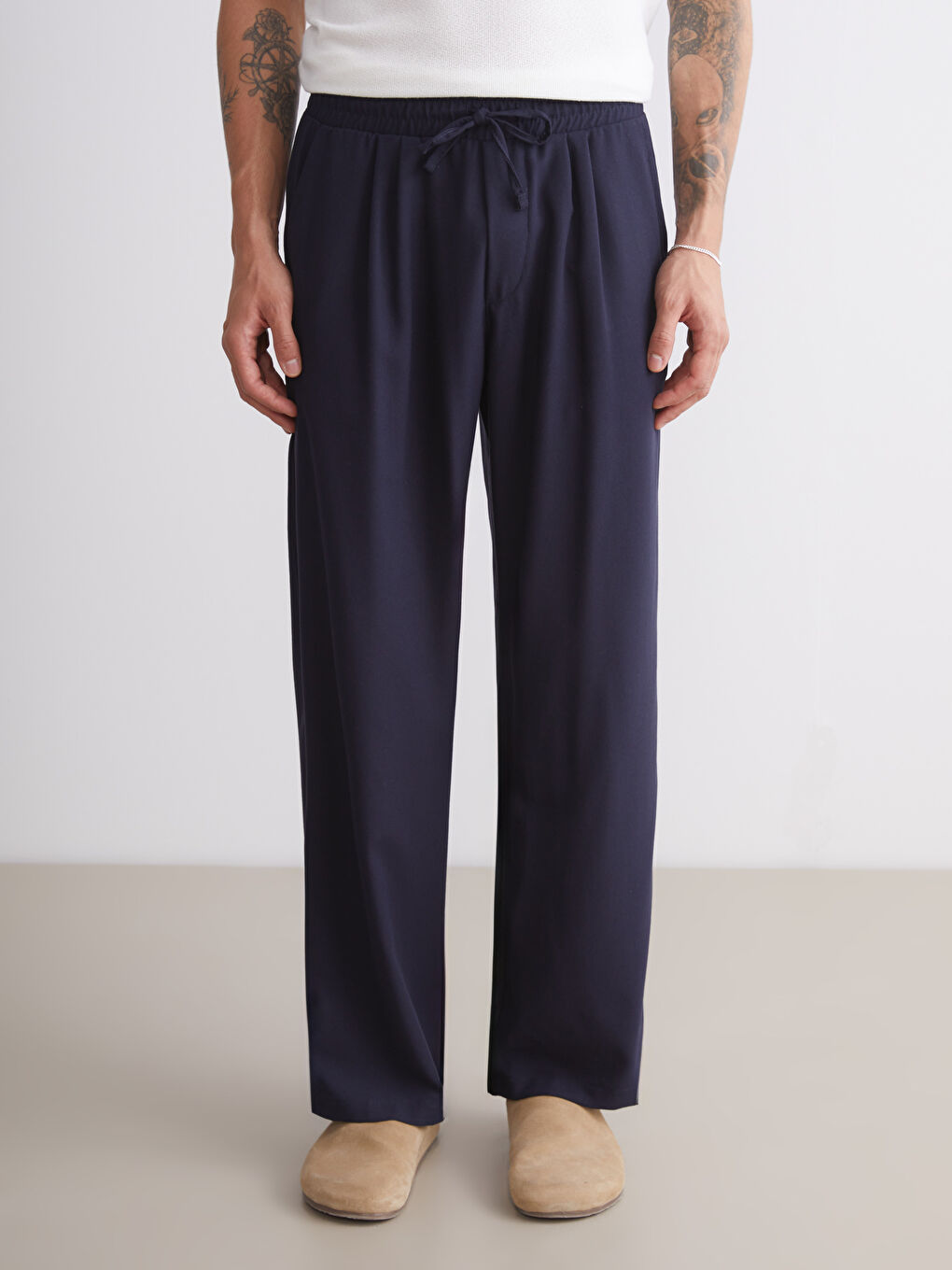 Lacivert Rahat Kalıp Erkek Pantolon-1