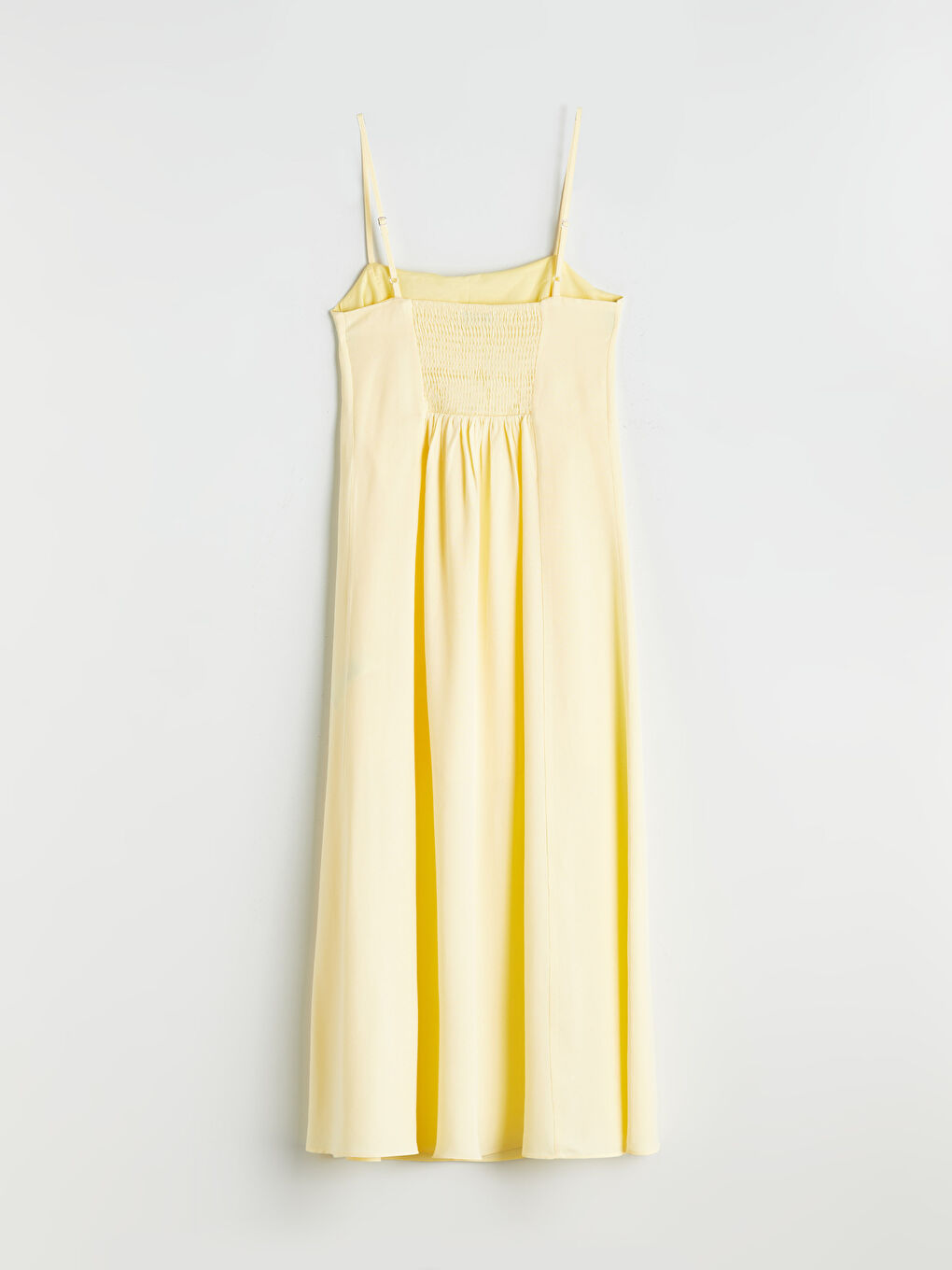 Sarı Kare Yaka Keten Karışımlı Elbise-5