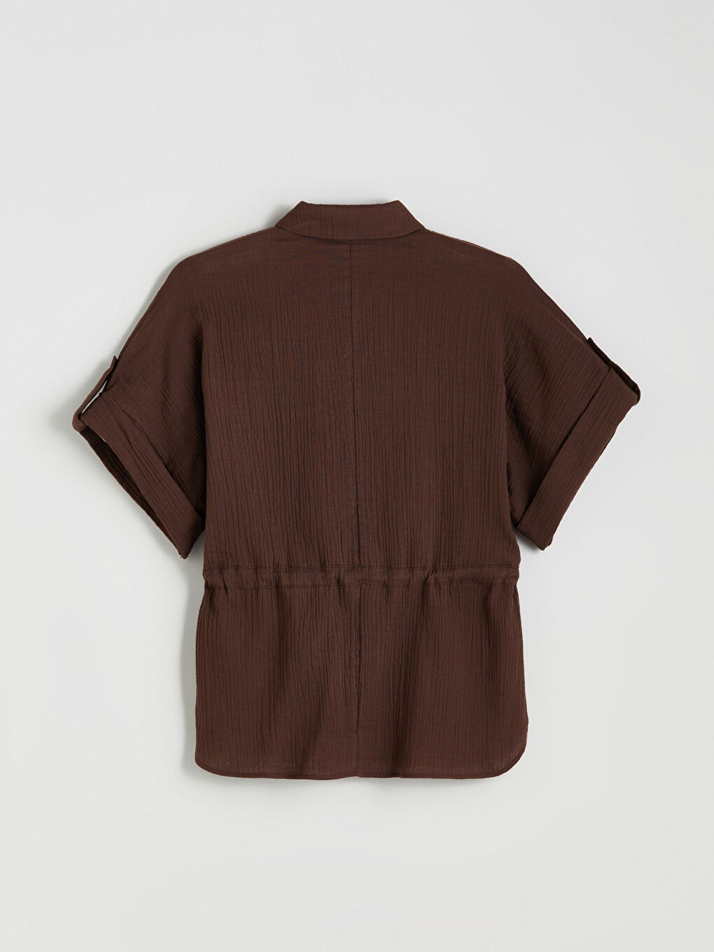 Kahverengi Müslin Kadın Gömlek-5