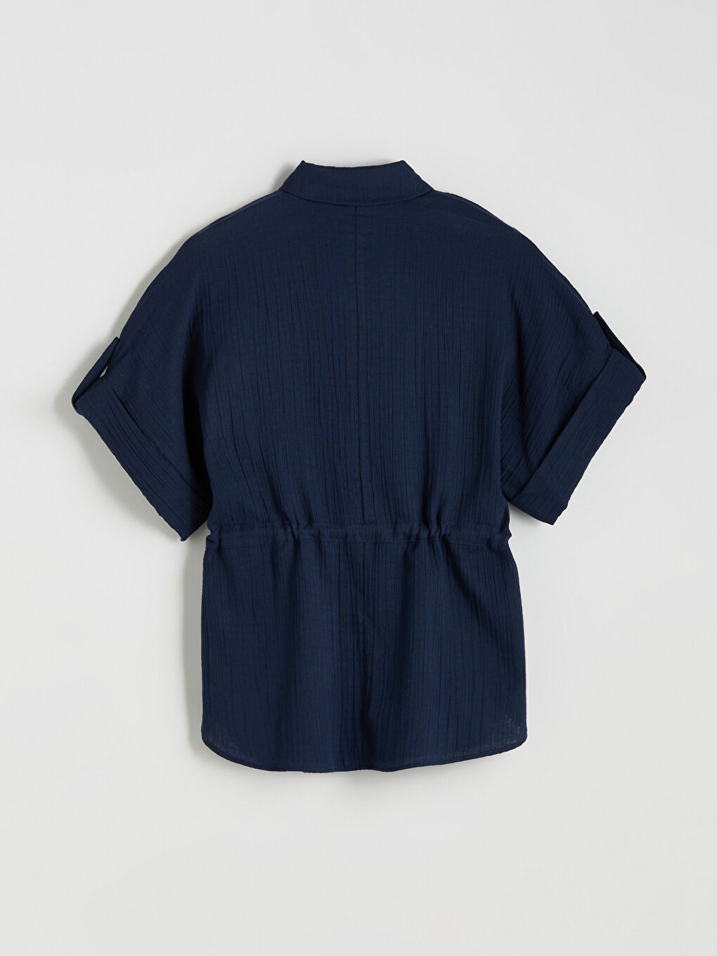 Lacivert Müslin Kadın Gömlek-5