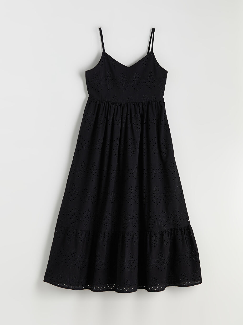 Siyah V Yaka Ajurlu Elbise-4