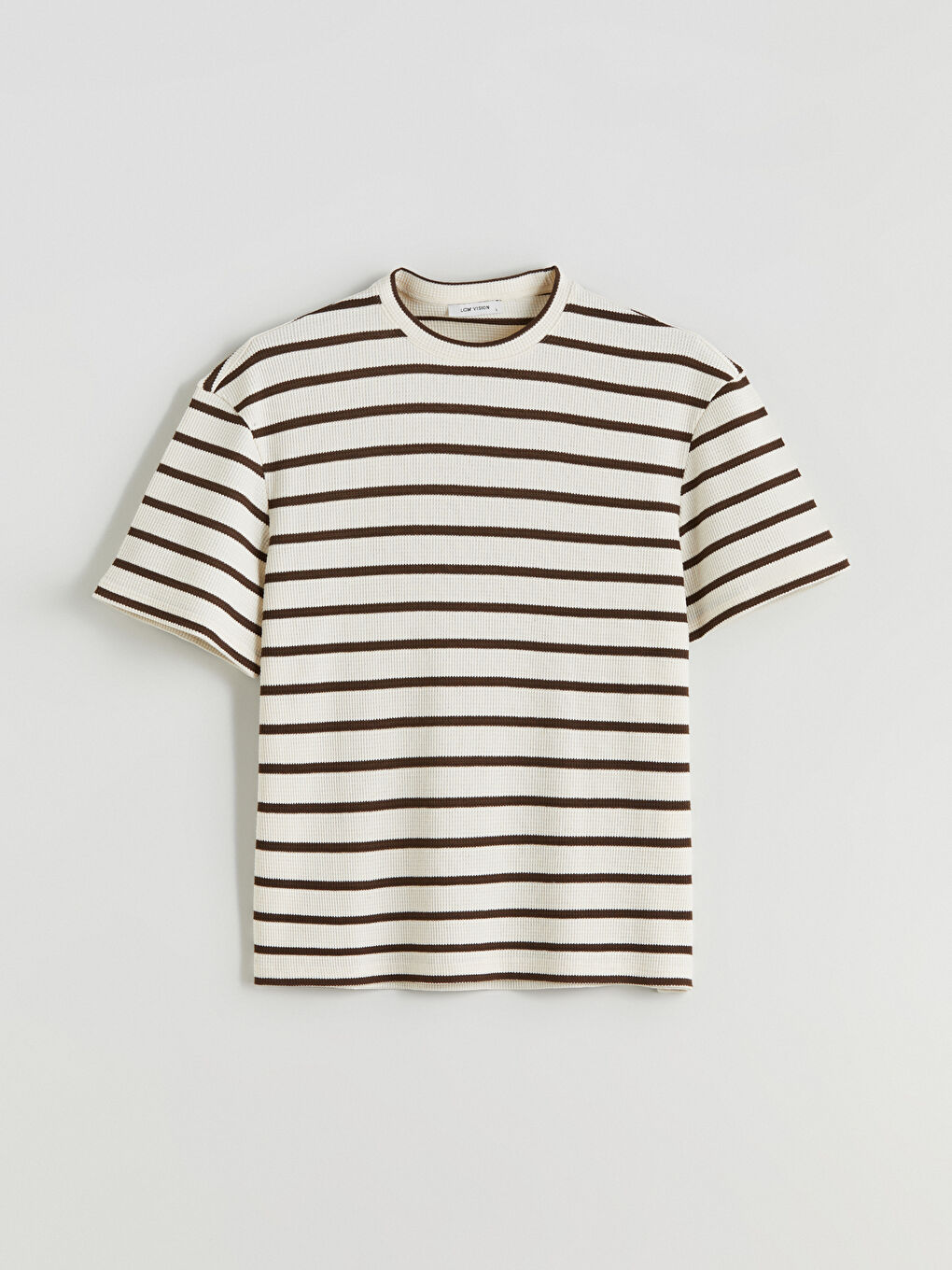 Kahverengi Bisiklet Yaka Çizgili Penye Erkek Tişört-4