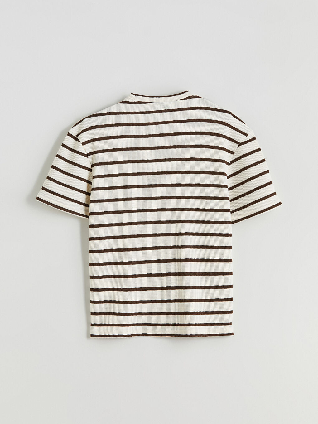 Kahverengi Bisiklet Yaka Çizgili Penye Erkek Tişört-5