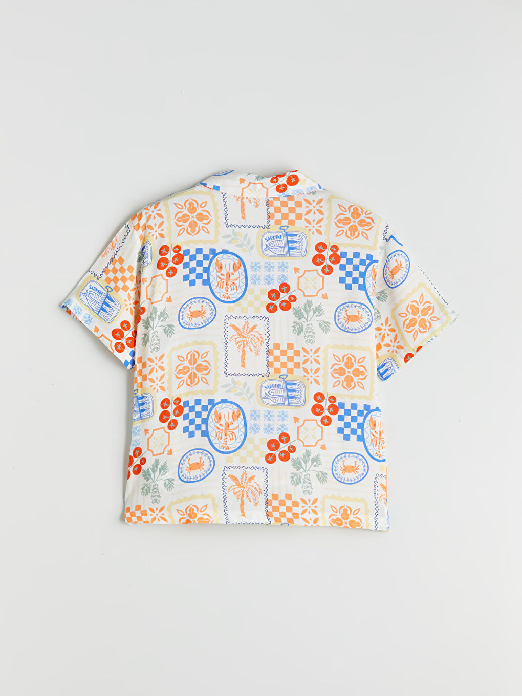 Ekru Gömlek Yaka Desenli Kadın Şortlu Pijama Takımı-6