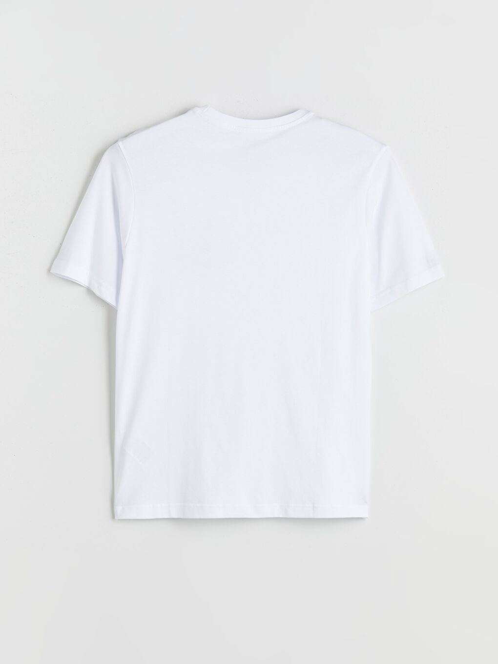 Beyaz Bisiklet Yaka Baskılı Penye Erkek Tişört-5