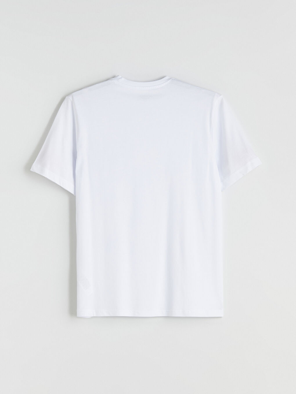 Beyaz Bisiklet Yaka Baskılı Penye Erkek Tişört-5