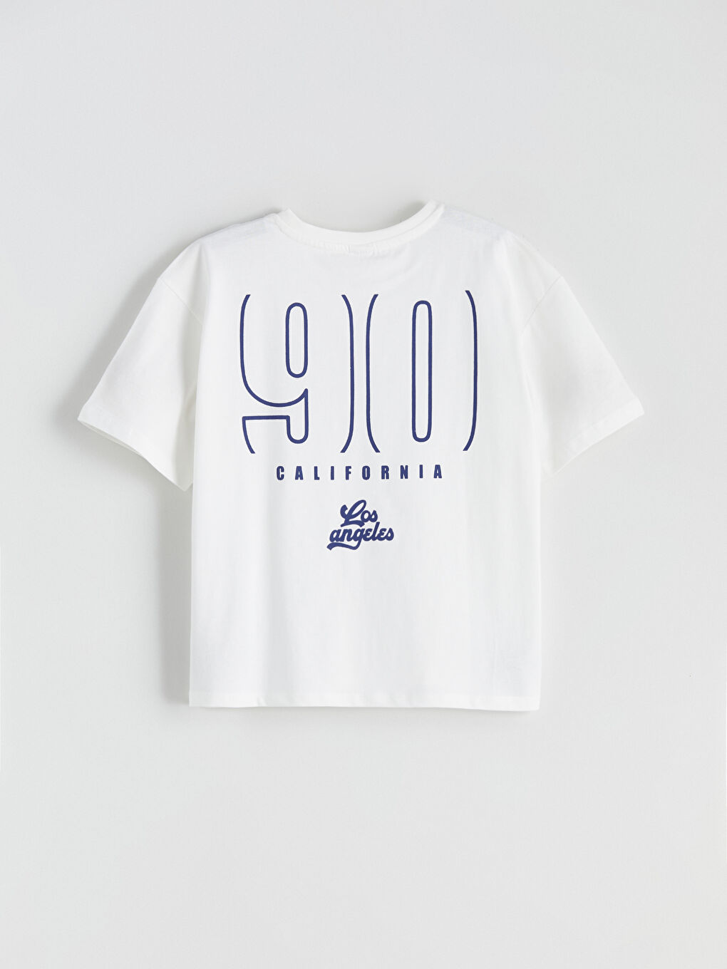 Ekru Bisiklet Yaka Baskılı Kız Çocuk Tişört-1