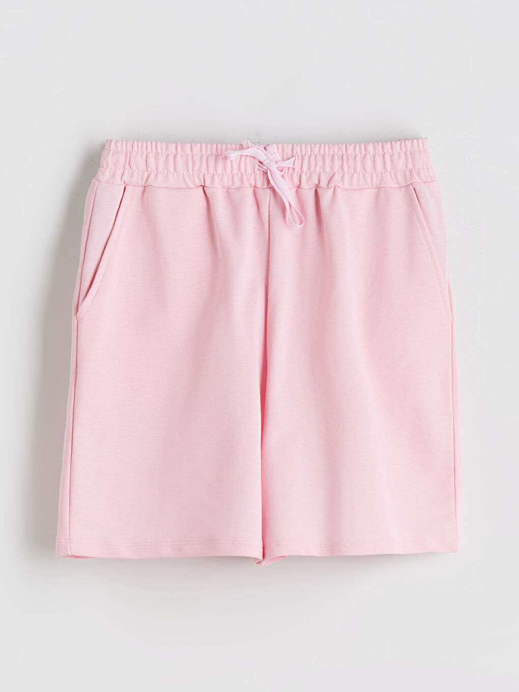 Pembe Beli Lastikli Kadın Şort-4